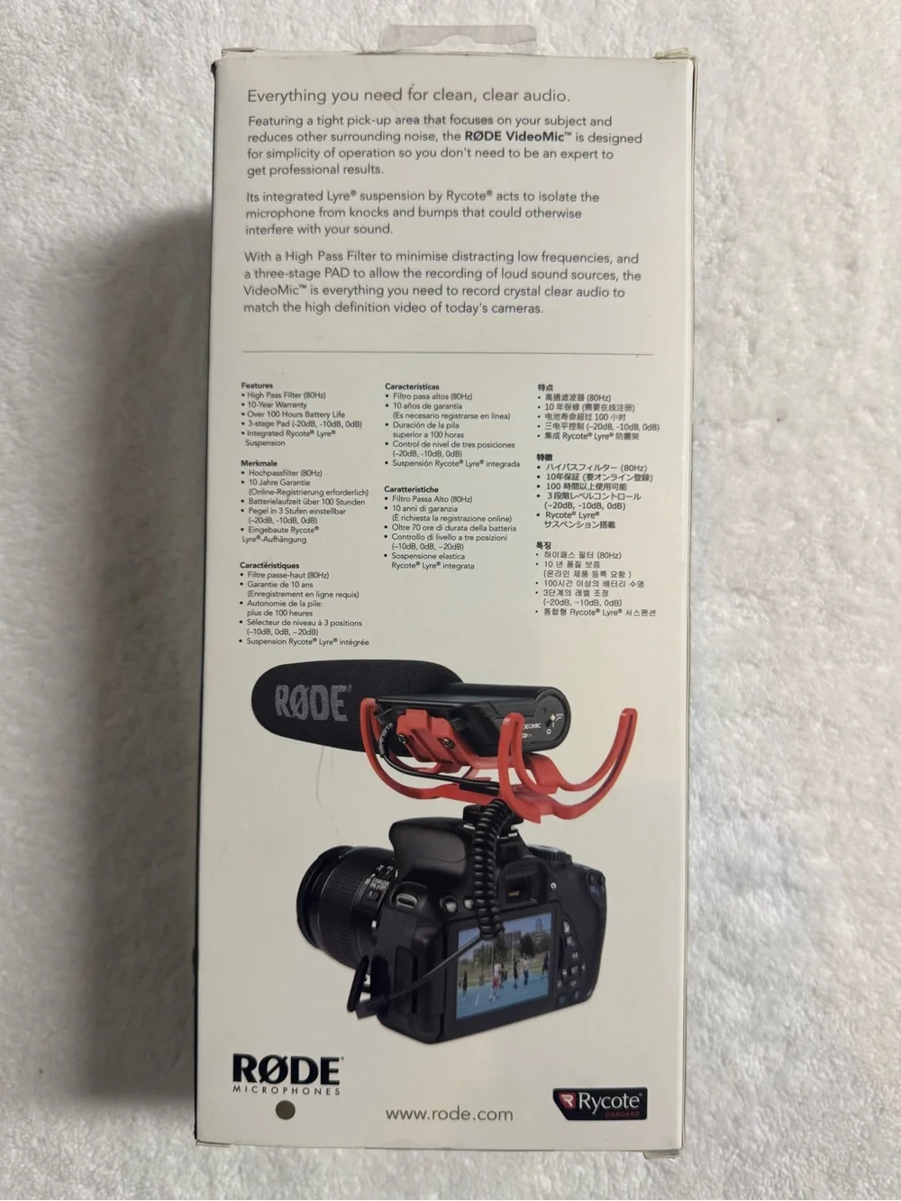 RØDE Videomic On-Camera Microphone with Red Rycote Shock Mount